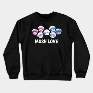 Bigender Pride Flag Cute Mushroom Kawaii Fungi Crewneck Sweatshirt